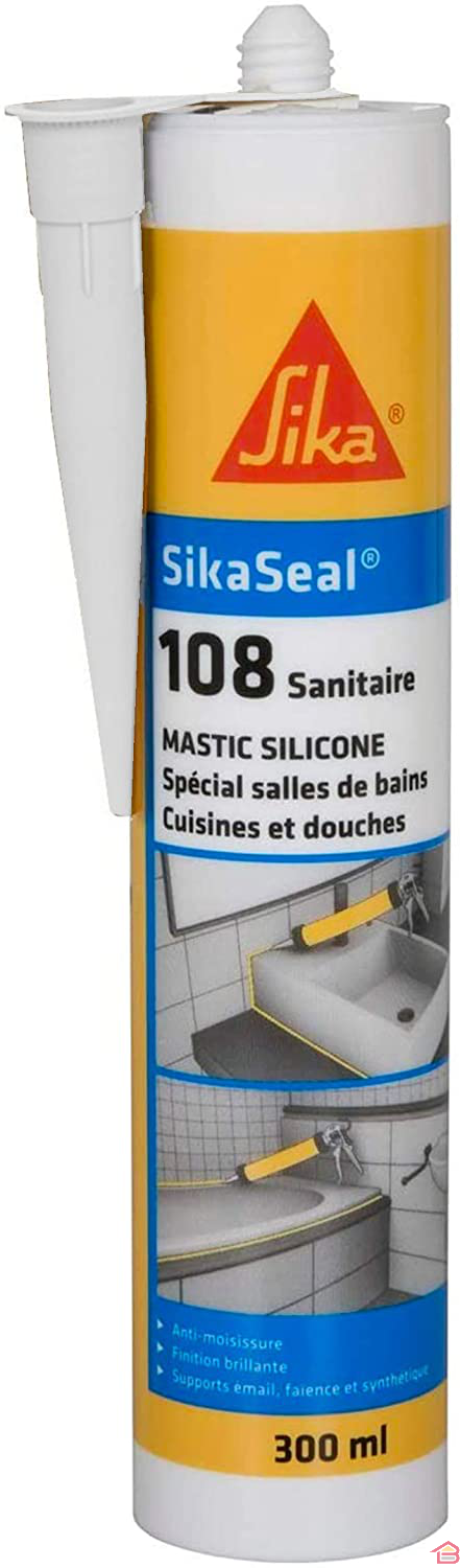 SIKA - Mastic silicone SIKASEAL 108 SANITAIRE blanc cartouche de