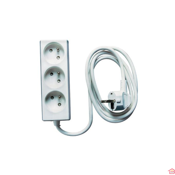 Multiprise - 3 prises - Câble 1.5 m inclus - Blanc - Lampesonline